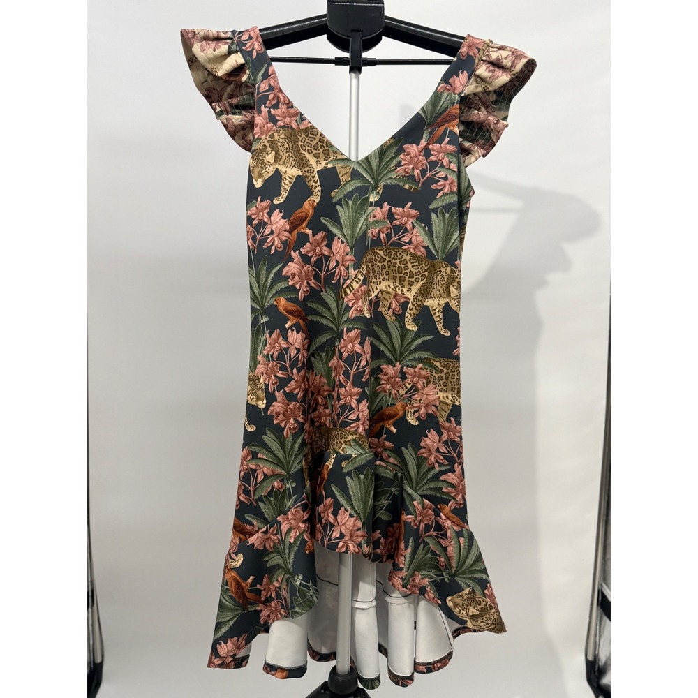 Arkitect Eugenia Fernandez‎ Jungle Dress XS Leopard Tropical Ruffle Resort Boho
